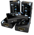 Fem Dr HDMI fra forskellige vinkler med HDMI-indgang og -udgang, Mini-USB-port og HEAC/ARC-kontakt