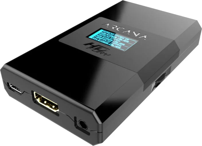 HDfury Arcana tilslutninger: HDMI ind, HDMI ud og eARC ud til soundbar