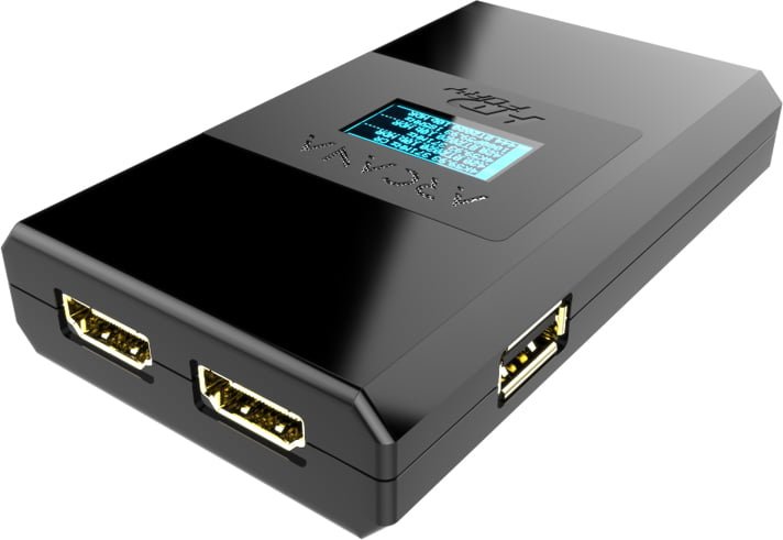 HDfury Arcana eARC-adapter, set forfra med OLED-display